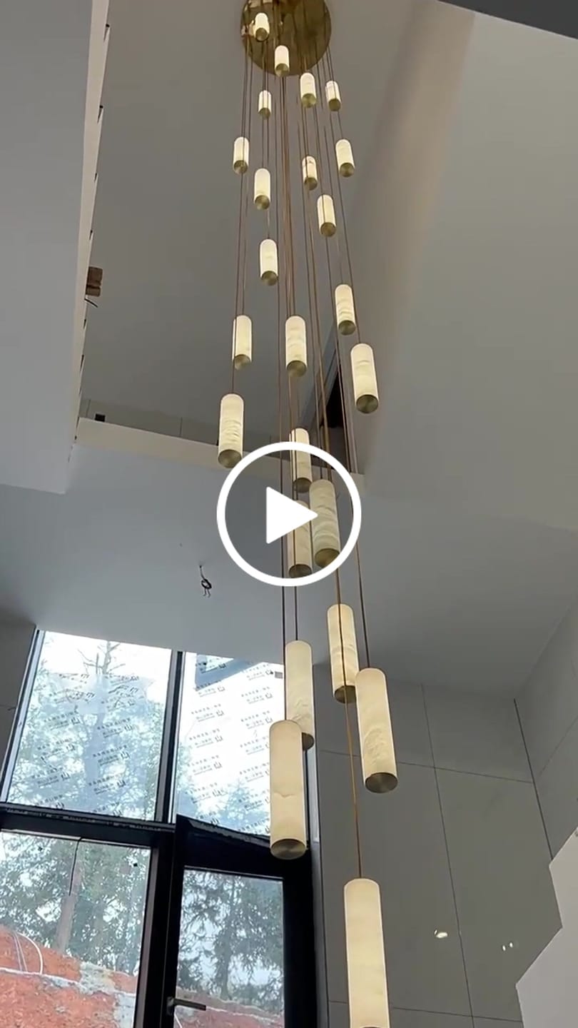 Customer video review of Darlen Alabaster Modern Staircase Chandelier