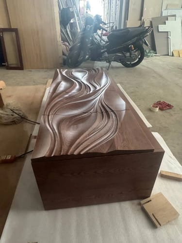 Customer photo review of Sculptural Solid Wood Console — Modern Art Entry Table