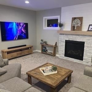 Customer photo review of Sculptural Solid Wood Console — Modern Art Entry Table