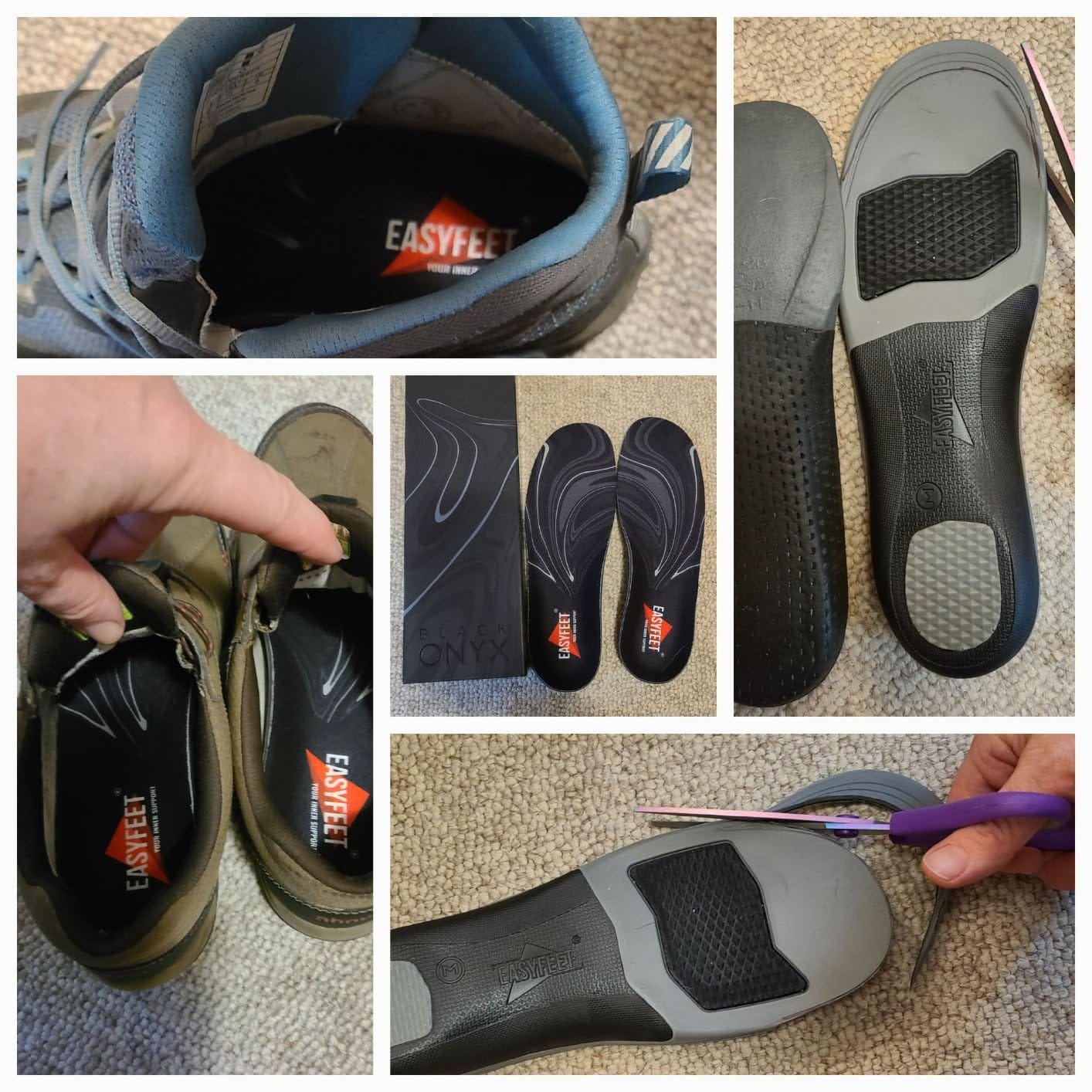 Customer photo review of EASYFEET Black Onyx - Premium Firm Arch Support Insoles for Daily Wear (High Arch)