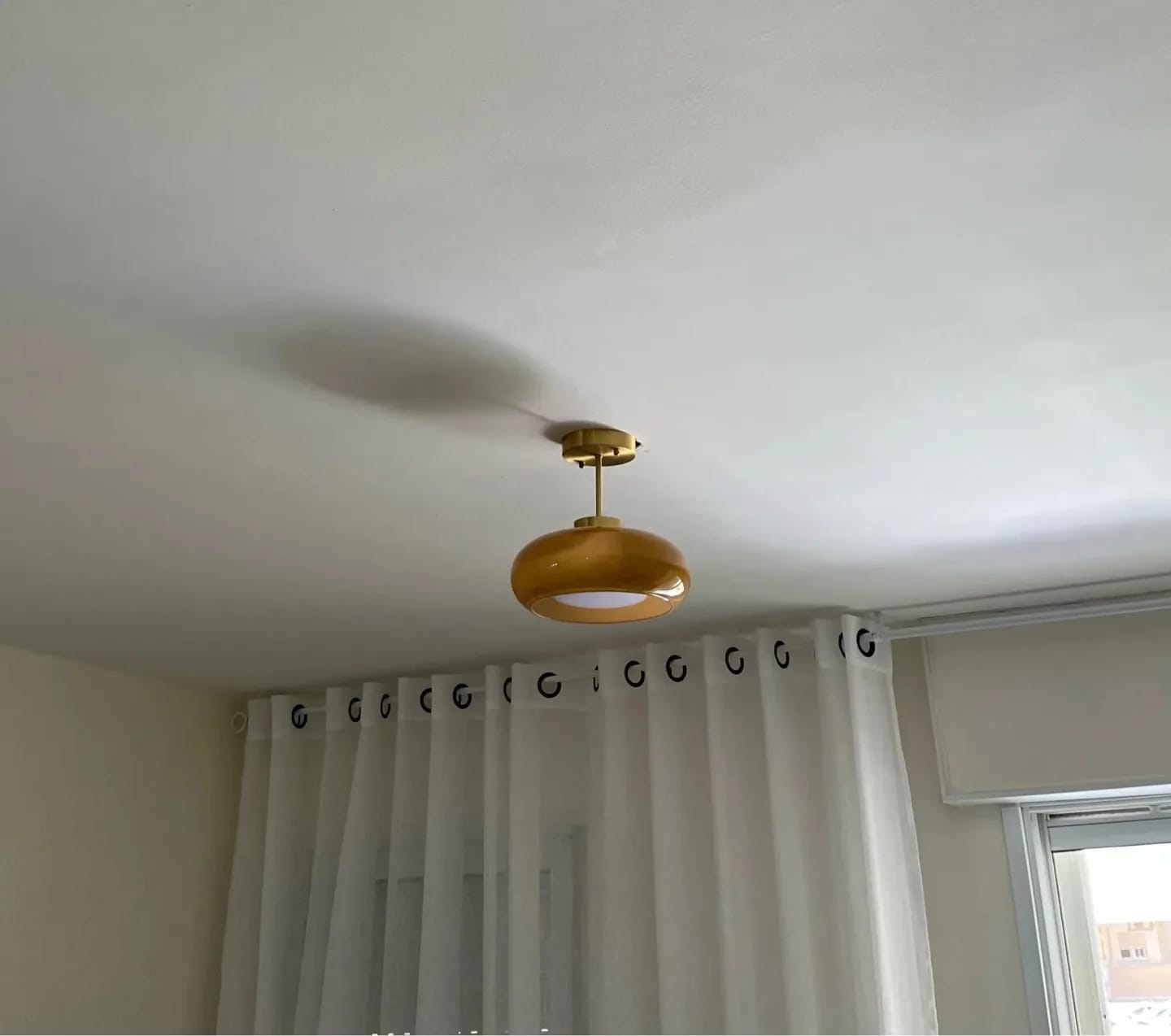 Customer photo review of Round Glass Ceiling Light, 25 cm, Metal Frame, Bulb Included