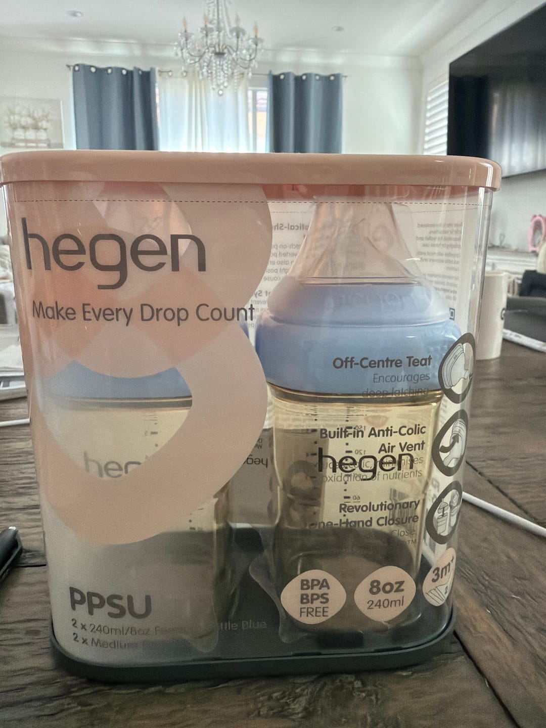 Customer photo review of Hegen PPSU Anti-Colic Baby Bottle - 3 to 6 Months - 240ml/8oz - Blue - 2-Pack