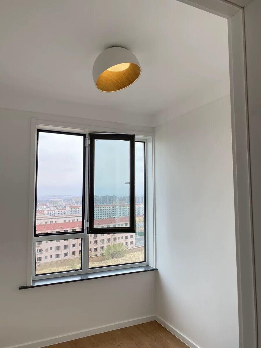 Customer photo review of Dome Ceiling Light, Black or White Metal, Oak Interior
