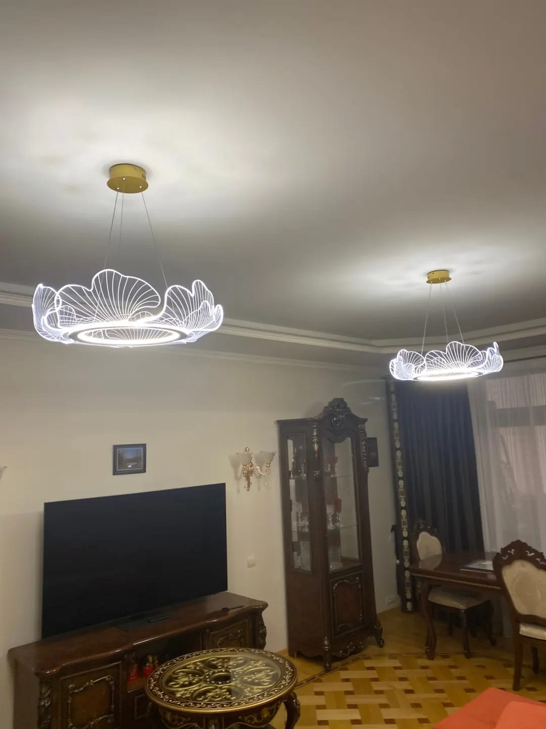 Customer photo review of Gold Chandelier, Iron Frame, Transparent Acrylic Shades