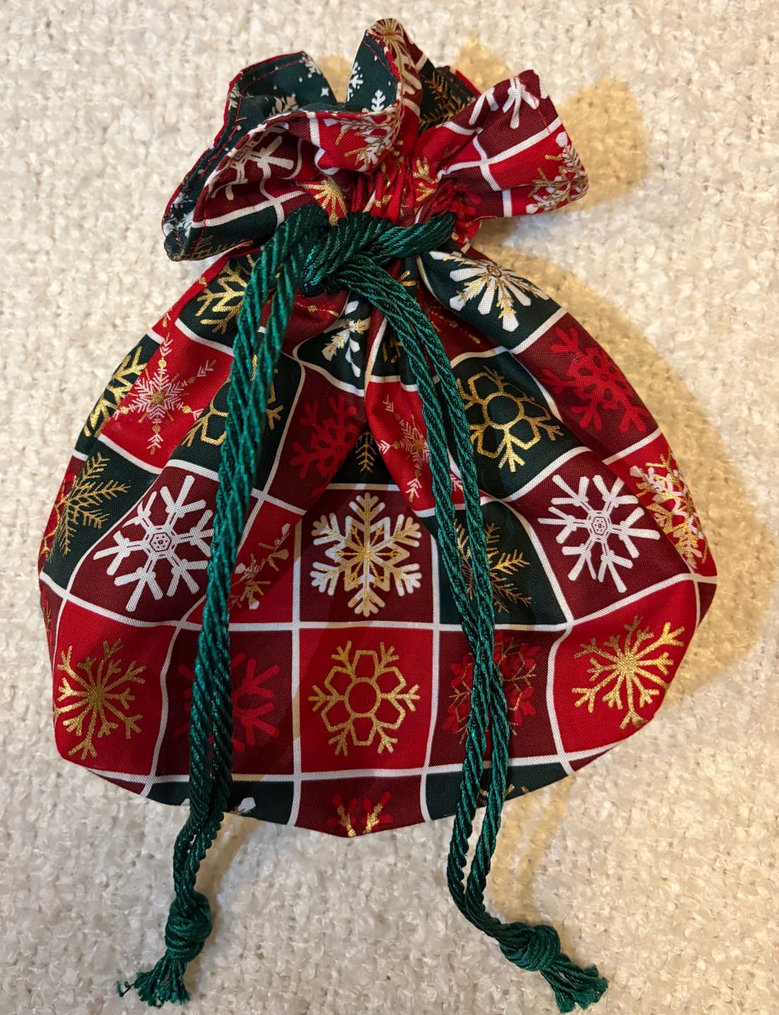 Customer photo review of Snowflake Squares Christmas Cotton Fabric