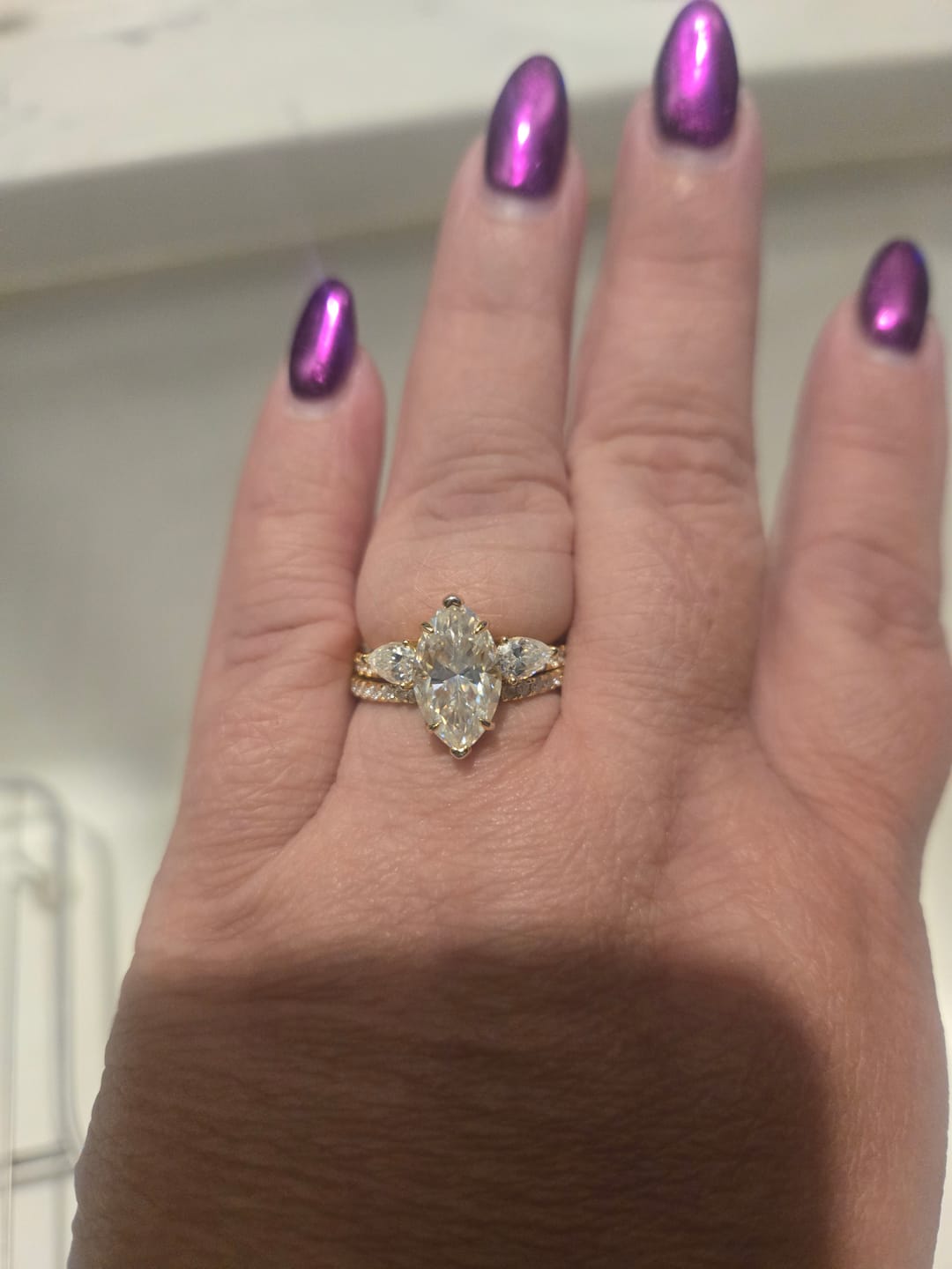 Customer photo review of S925 4.0Ct Marquise Cut Nature-Inspired Daily Wearable Stackable Enhancer Ring Set In Sterling Silver