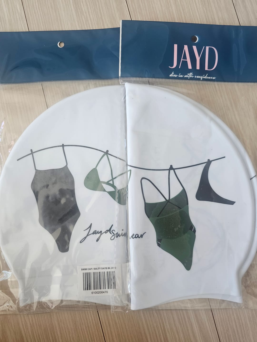 Customer photo review of JAYD Swim Cap - Salty Days in JAYD