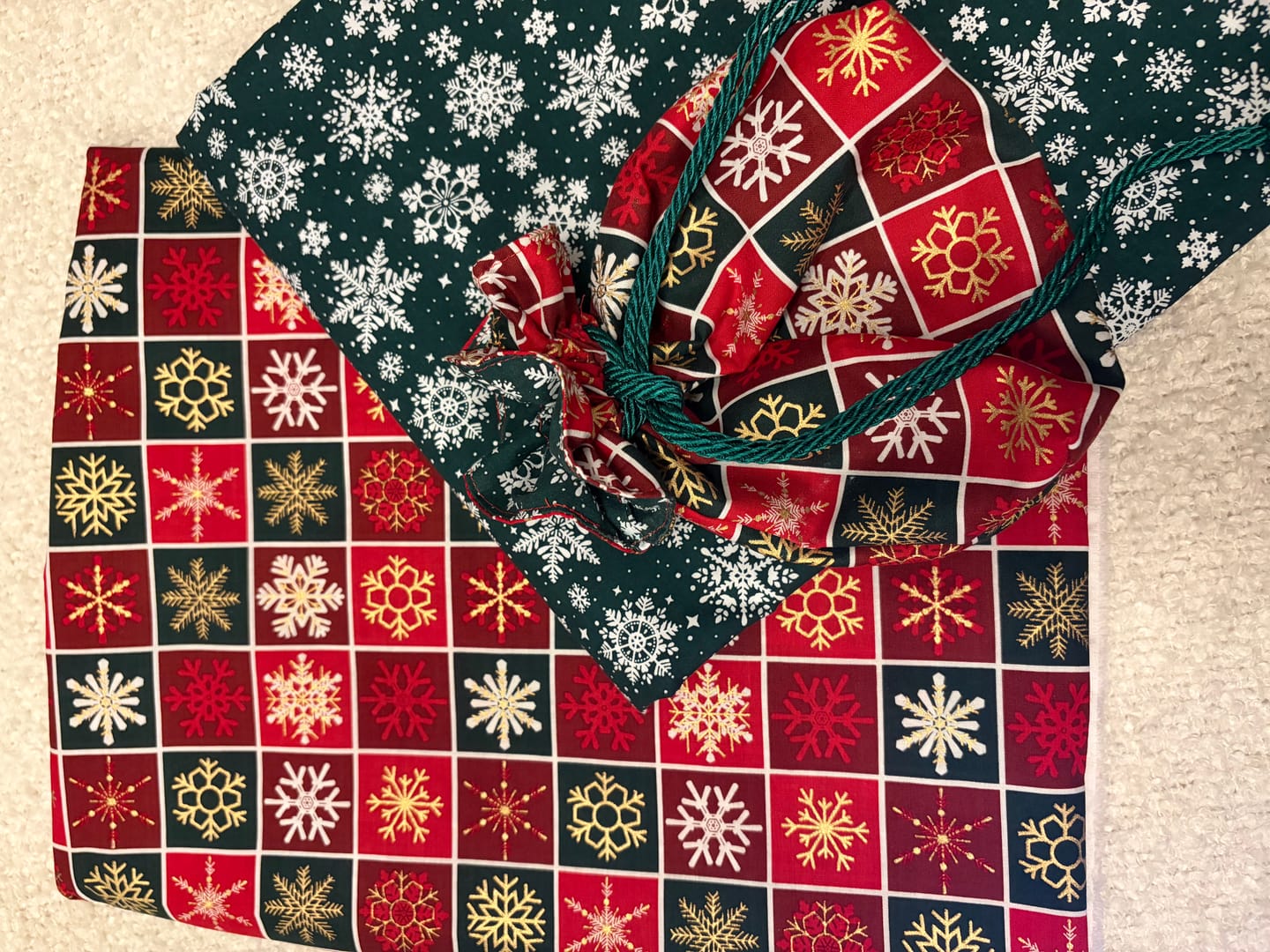 Customer photo review of All Over Snowflakes Polycotton Fabric
