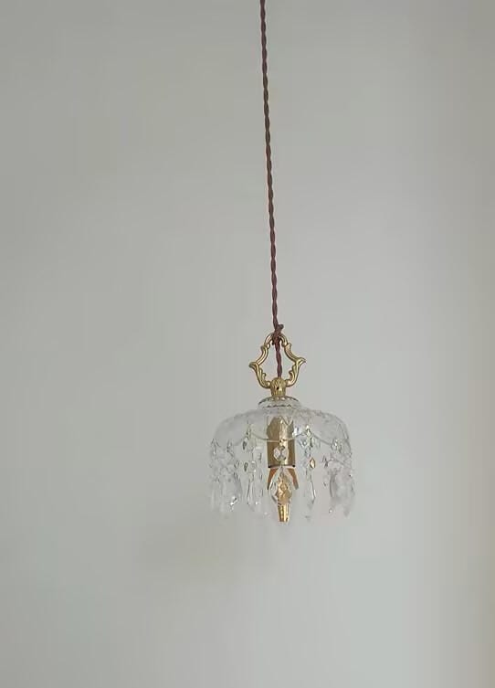 Customer photo review of Brass Pendant Light, Clear Glass Bowl, Crystal Drops, 150 cm Cable