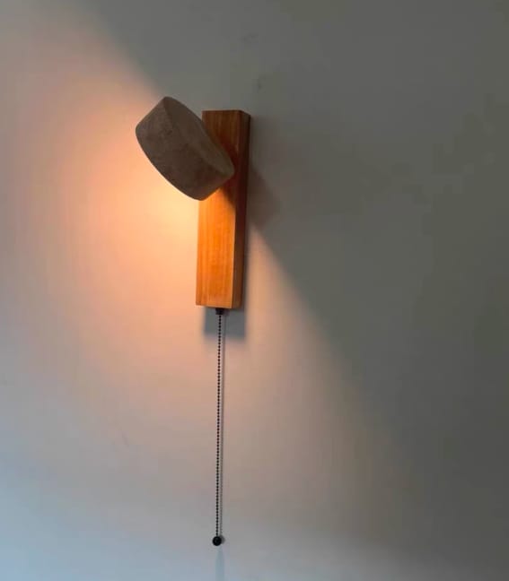 Customer photo review of Wood and Travertine Wall Light, Wall Sconce, Integrated LED