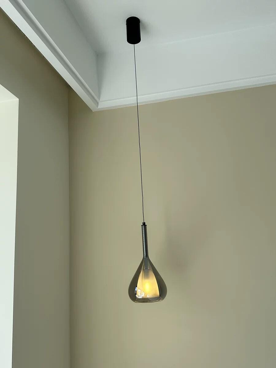 Customer photo review of Glass Pendant Light, Polished Gold Frame, 20 cm Shade