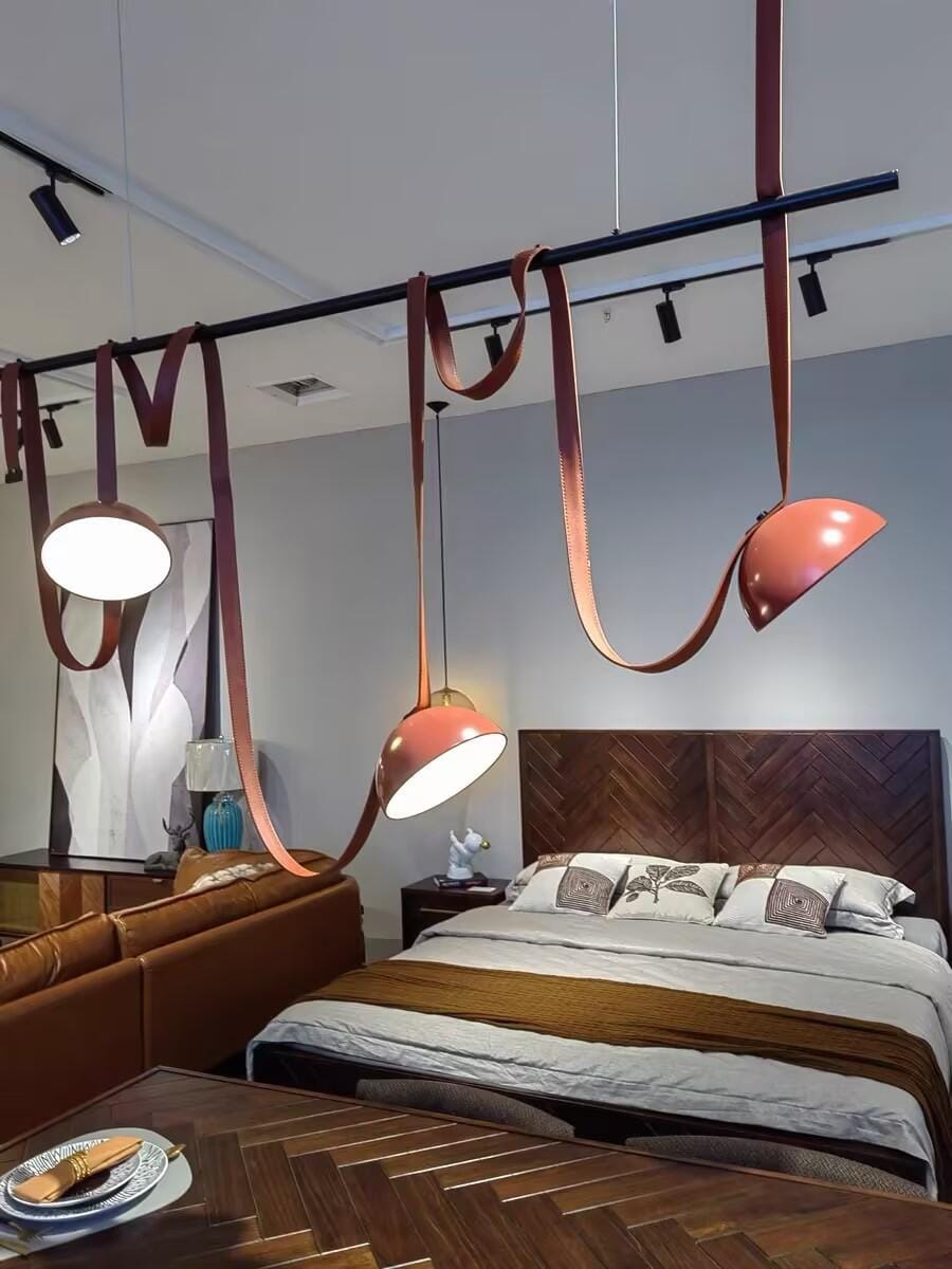 Customer photo review of Metal Dome Pendant Light, Fabric Wrapped Cord, Black or Orange