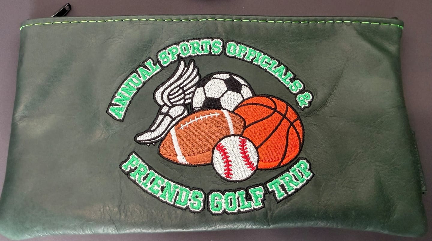 Customer photo review of EMERALD LEATHER CUSTOM CASH BAG