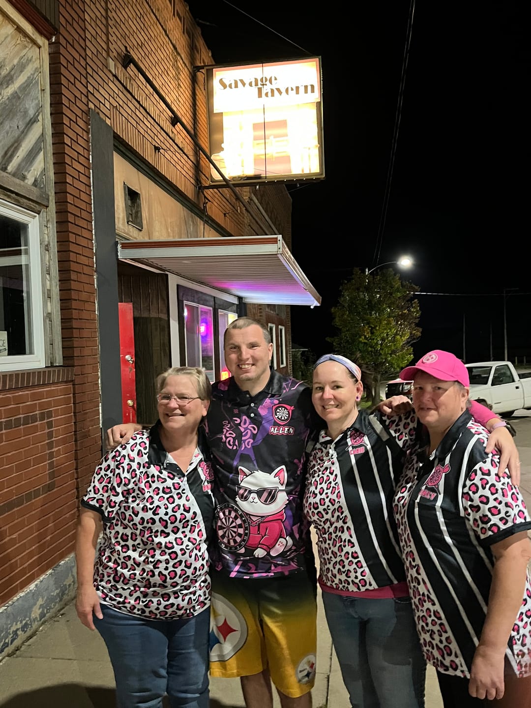 Customer photo review of Maxcorners Darts Pink Leopard Breast Cancer Awareness Dartboard Personalized Name 3D Unisex Shirt
