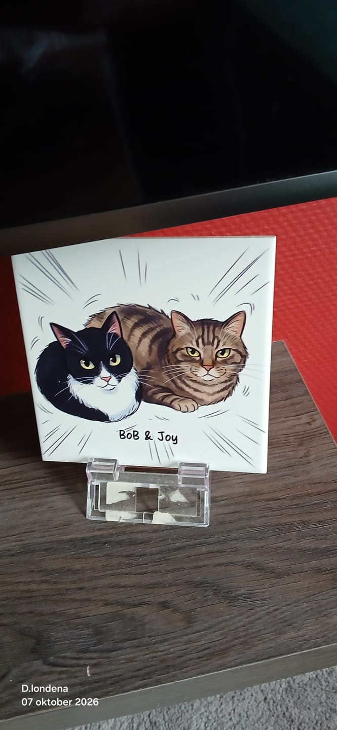 Customer photo review of Jouw Foto in Karikatuur Stijl - Gepersonaliseerde Tegel