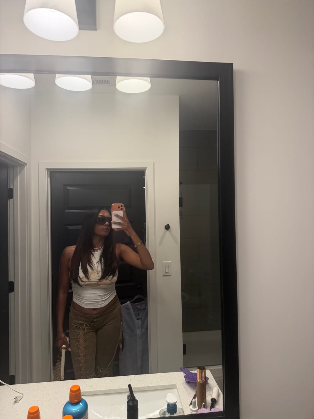 Customer photo review of Vice Pant (Tan Suede)