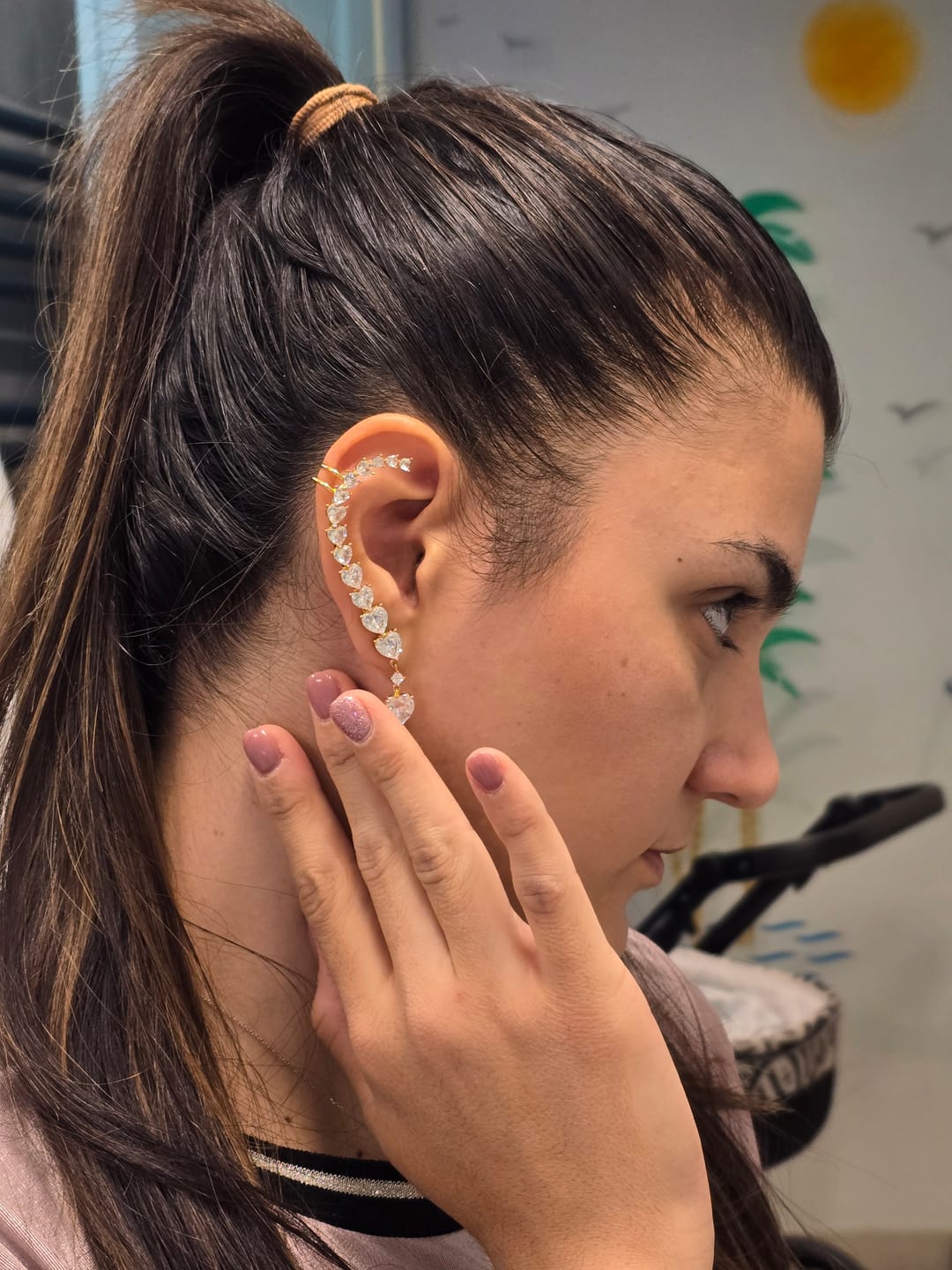 Customer photo review of Orecchino Ear crawler cuori