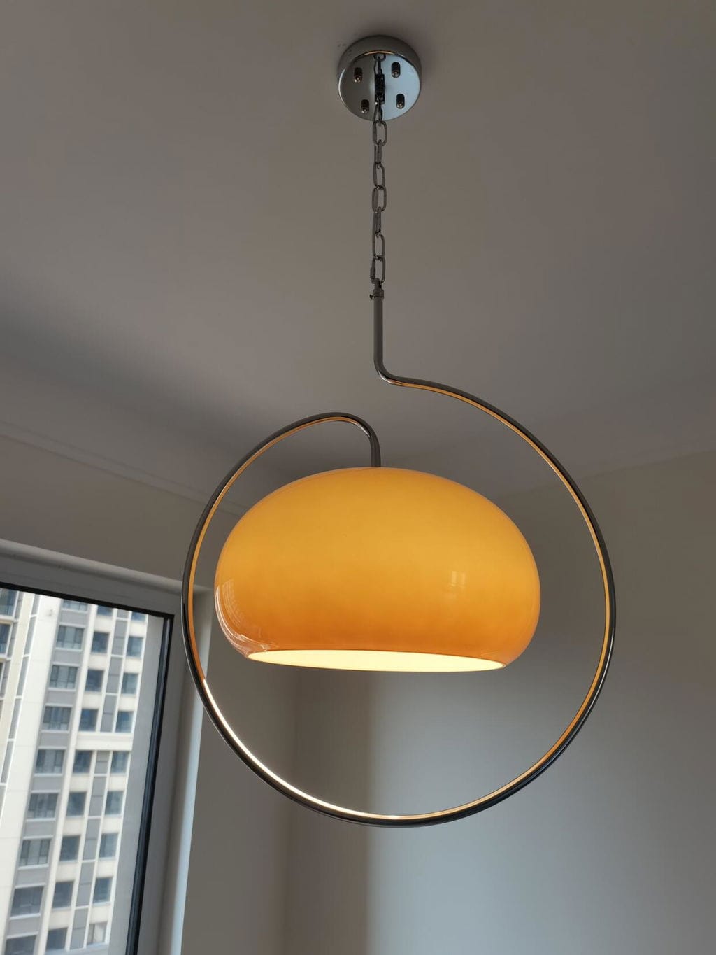 Customer photo review of Glass Dome Pendant Light, Chrome Frame, 45 cm, Pendant Lamp