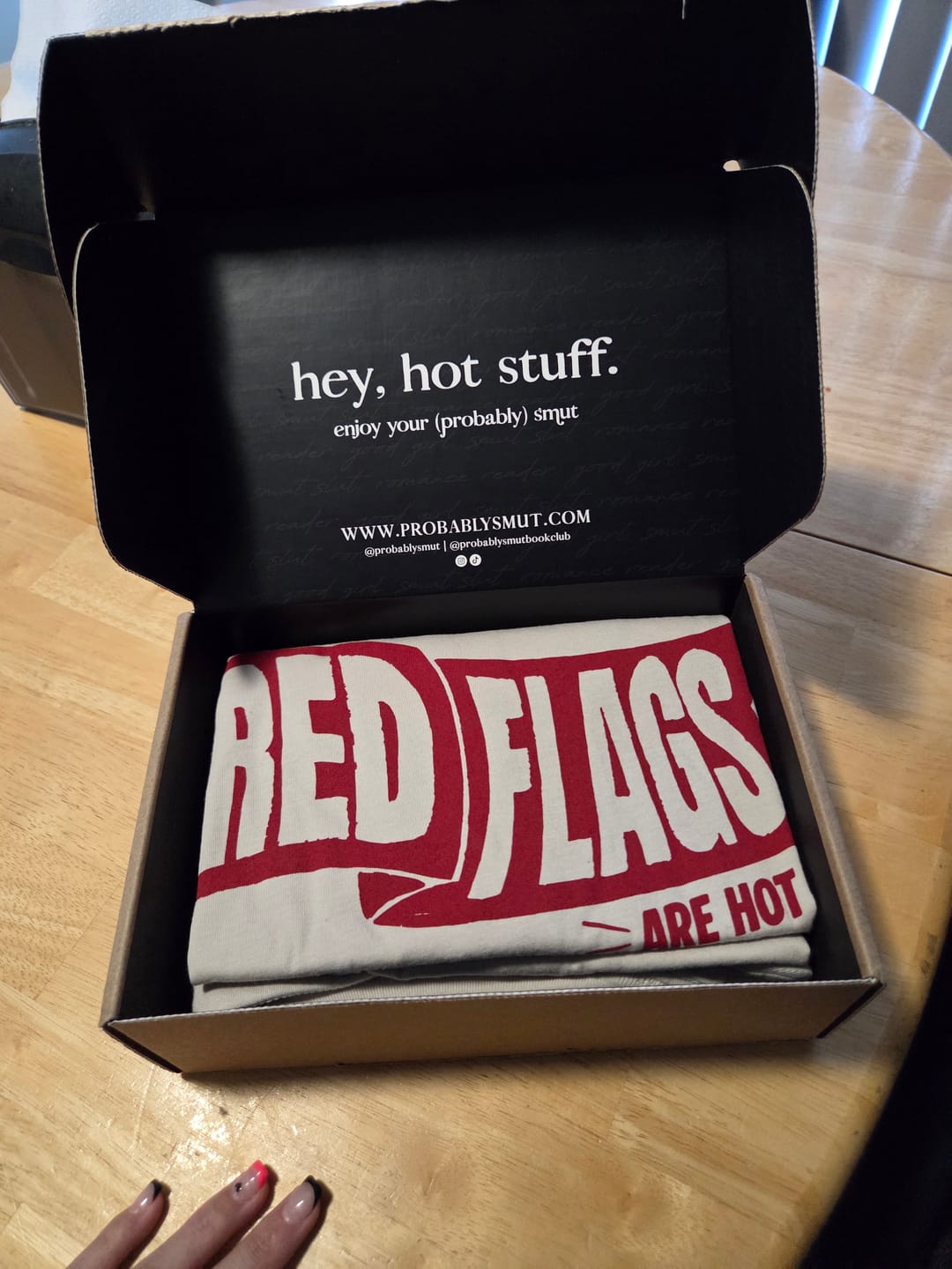 Customer photo review of smut slut book club subscription