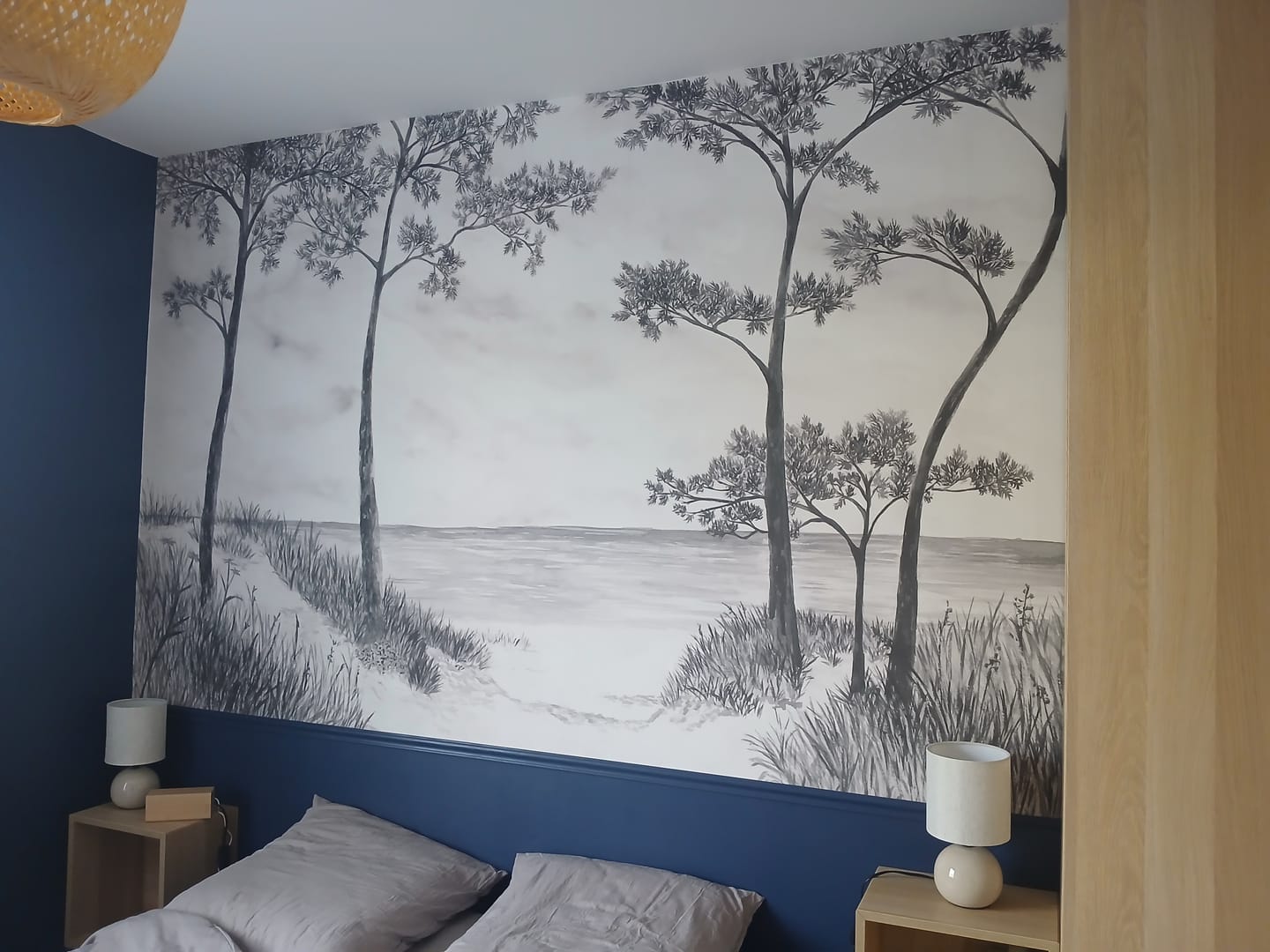 Customer photo review of Papier peint Pins maritimes et dunes - Noir et blanc
