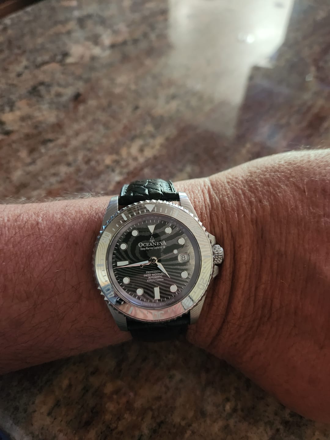 Customer photo review of Oceaneva Mens Deep Marine Explorer II Damascus Steel Dial Watch Rubber