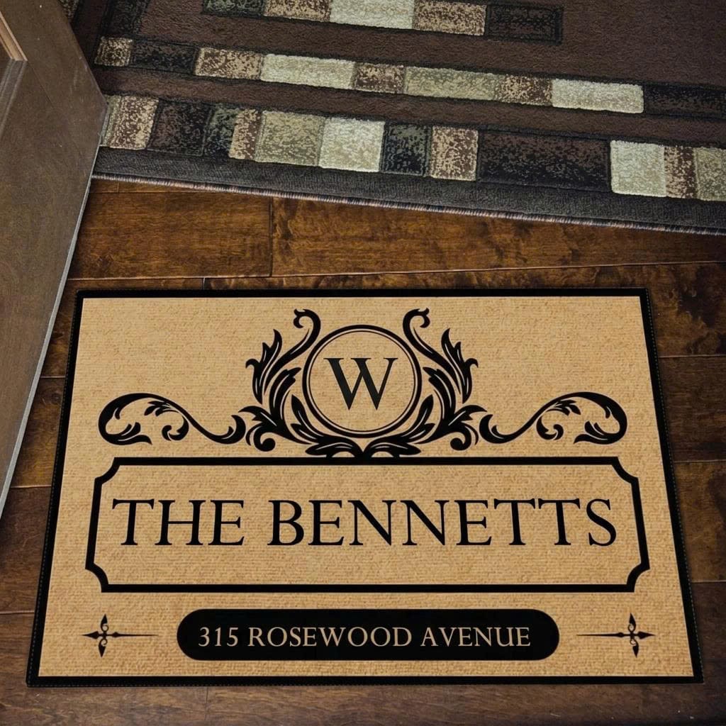 Customer photo review of Family With Address - Personalized Doormat