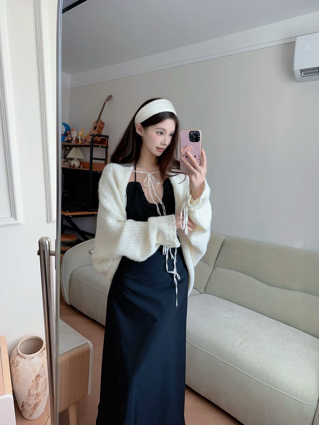 Customer photo review of 0122stepll Afterglow Tie-Detail Oversized Knit Cardigan