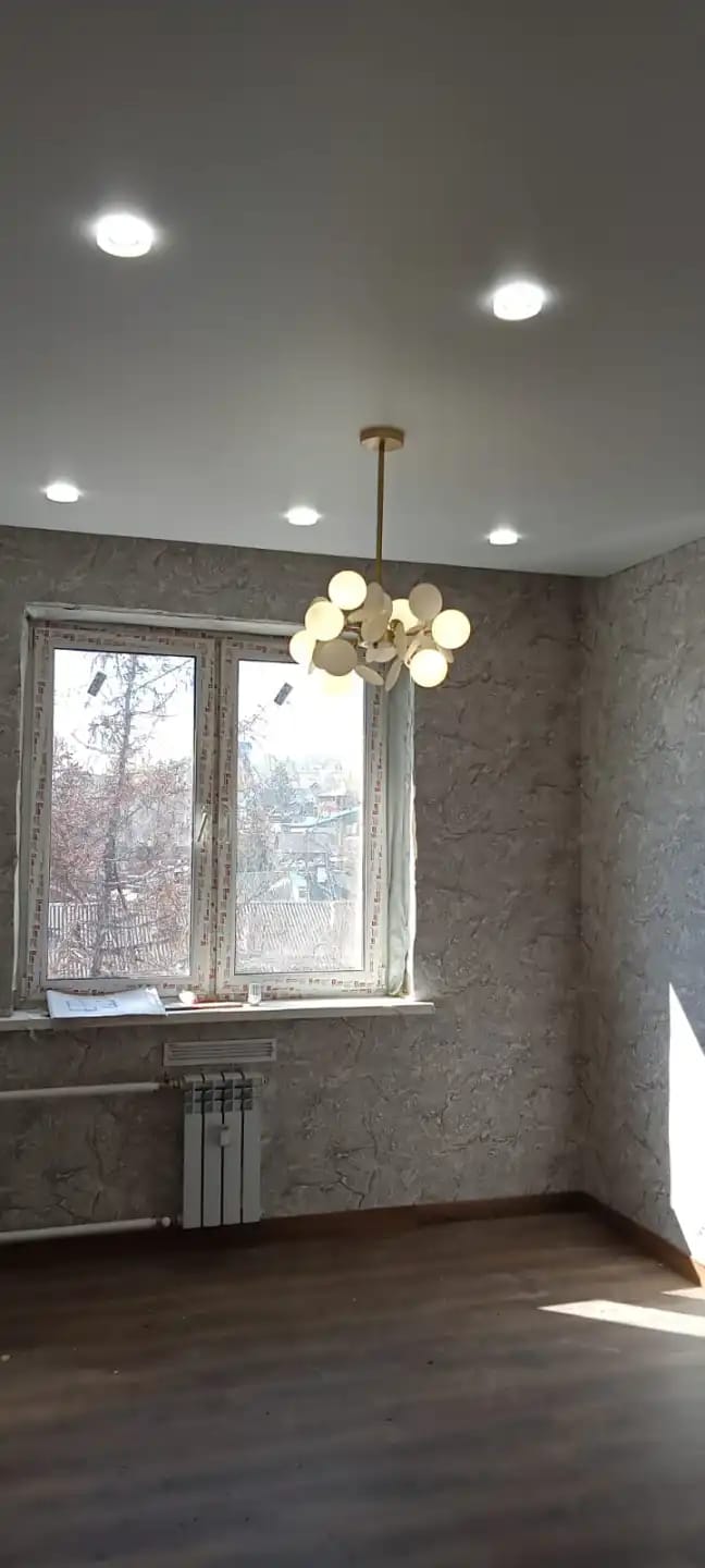 Customer photo review of Brass Chandelier with Glass Shades, Acrylic Discs, Iron Frame