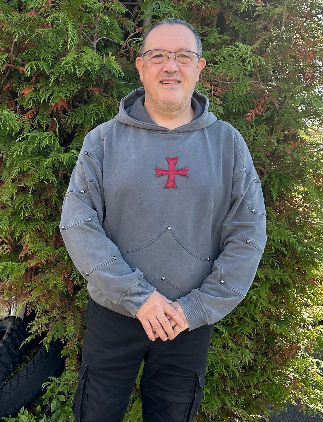 Customer photo review of Crusader Armor Hoodie - Gray