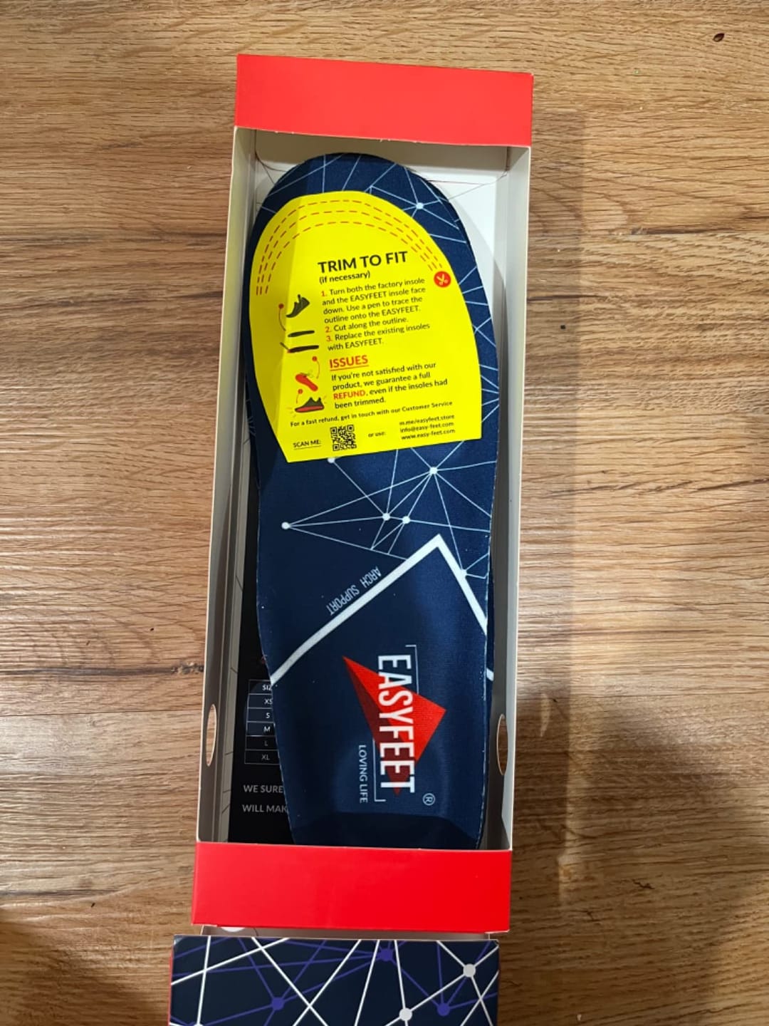 Customer photo review of EASYFEET Blue Model - Narrow Orthotic Insoles for All-Day Comfort (Medium Arch)