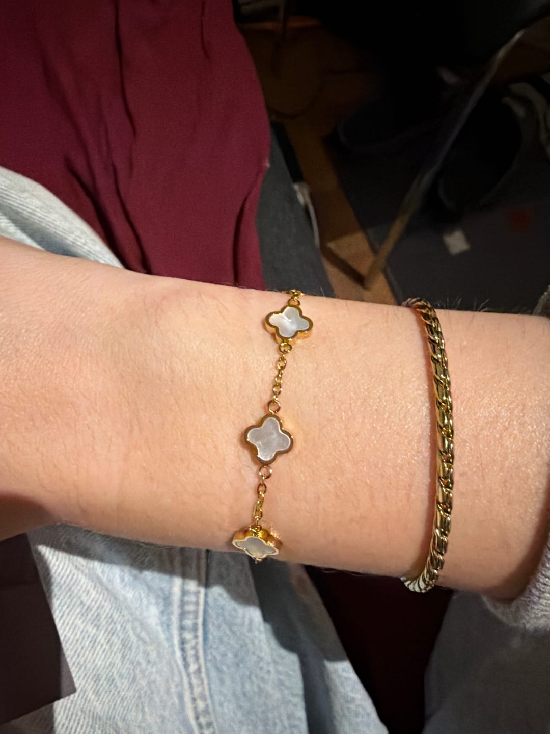 Customer photo review of Mini White Clover Armband