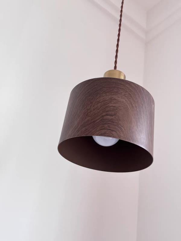 Customer photo review of Walnut Wood Pendant Light, Gold Copper Body, 13 cm, Adjustable Cord