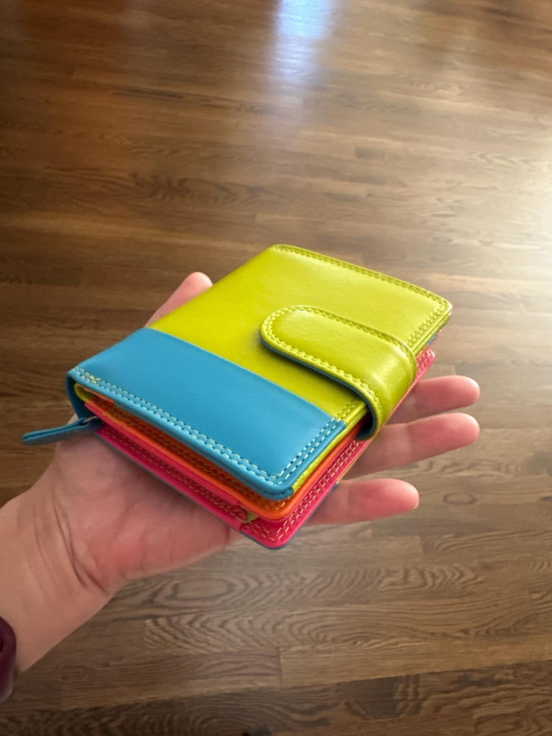 Customer photo review of Soft Leather Colourful Purse with RFID Protection - Camellia London