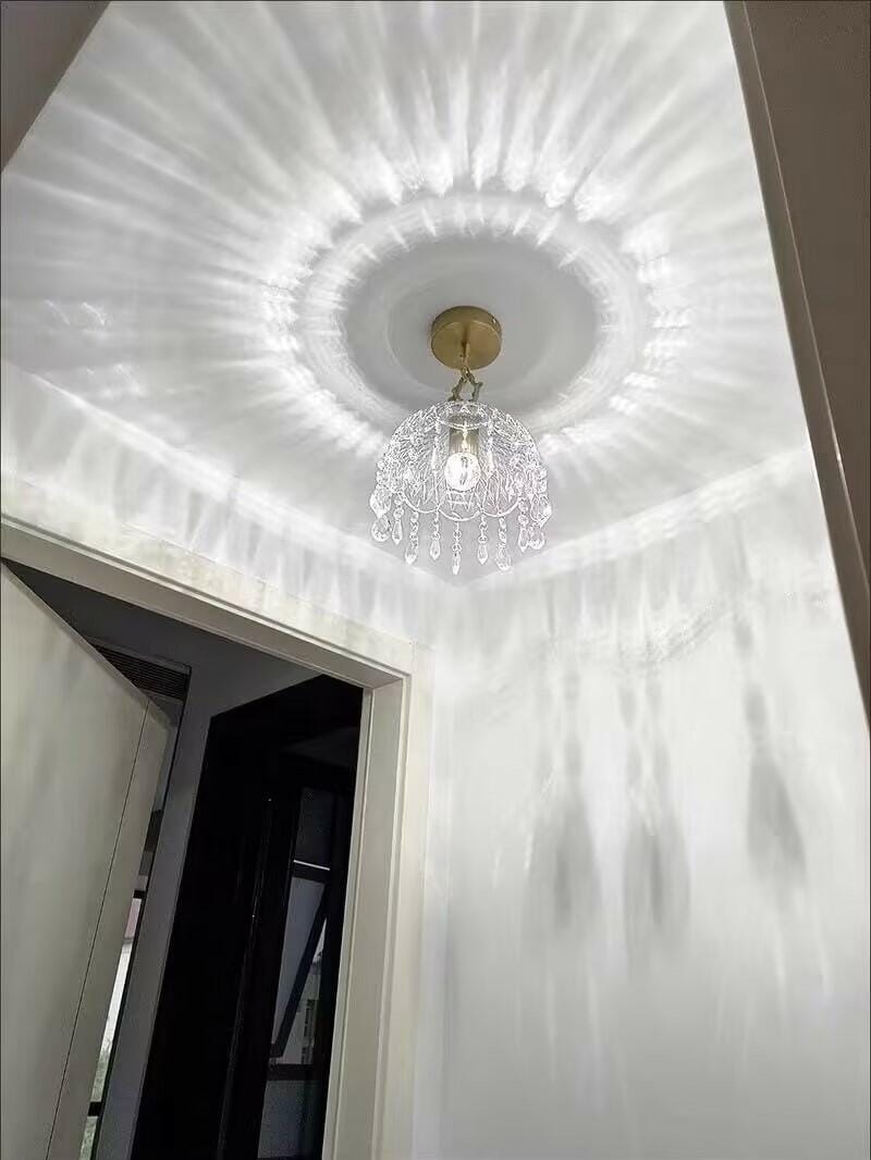 Customer photo review of Brass Pendant Light, Clear Glass Bowl, Crystal Drops, 150 cm Cable