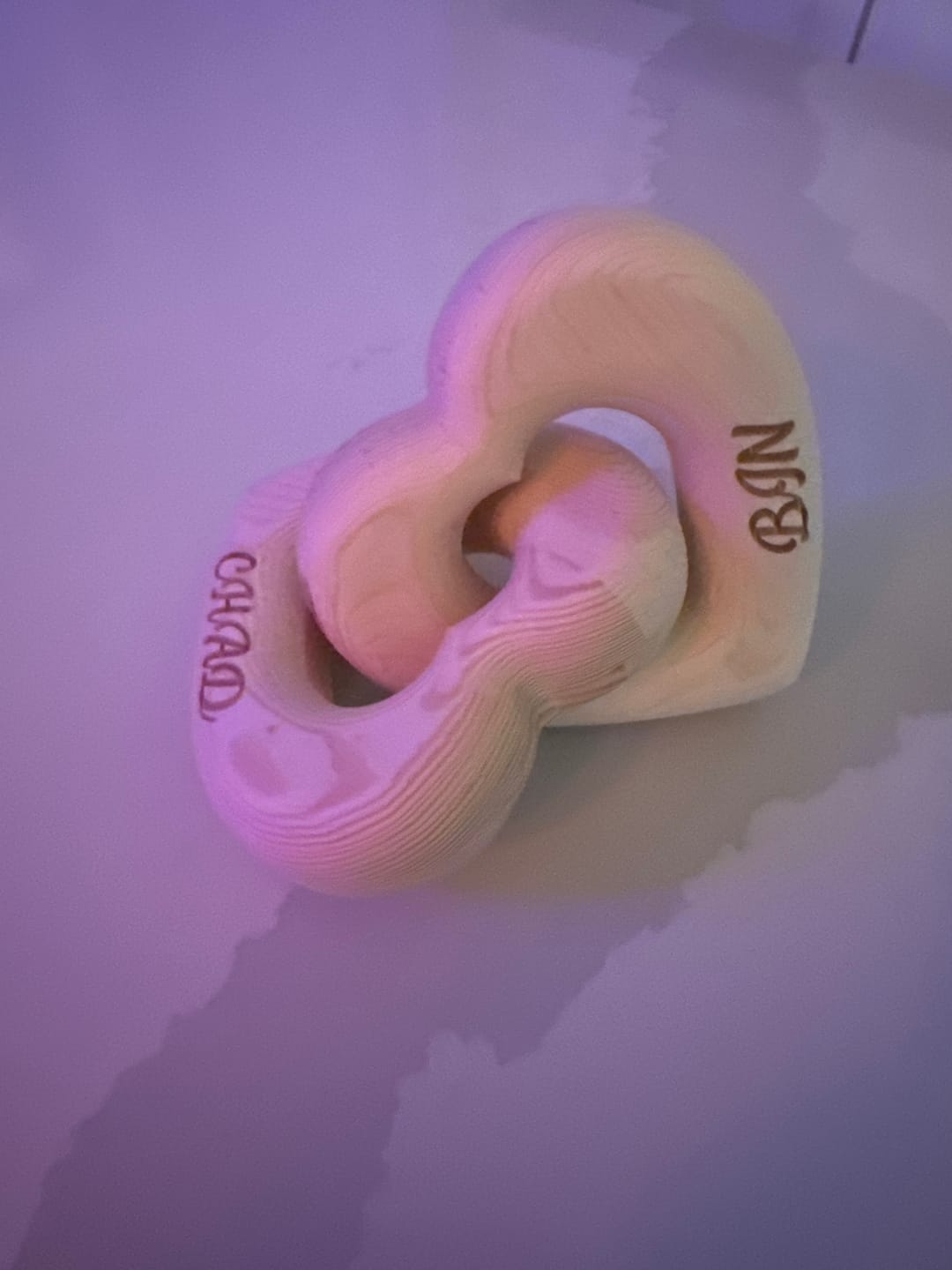Customer photo review of Personalized Interlocking Wood Infinity Heart Sculpture With Names | Romantic Valentine's Day Anniversary Wedding Keepsake Gift for Couples