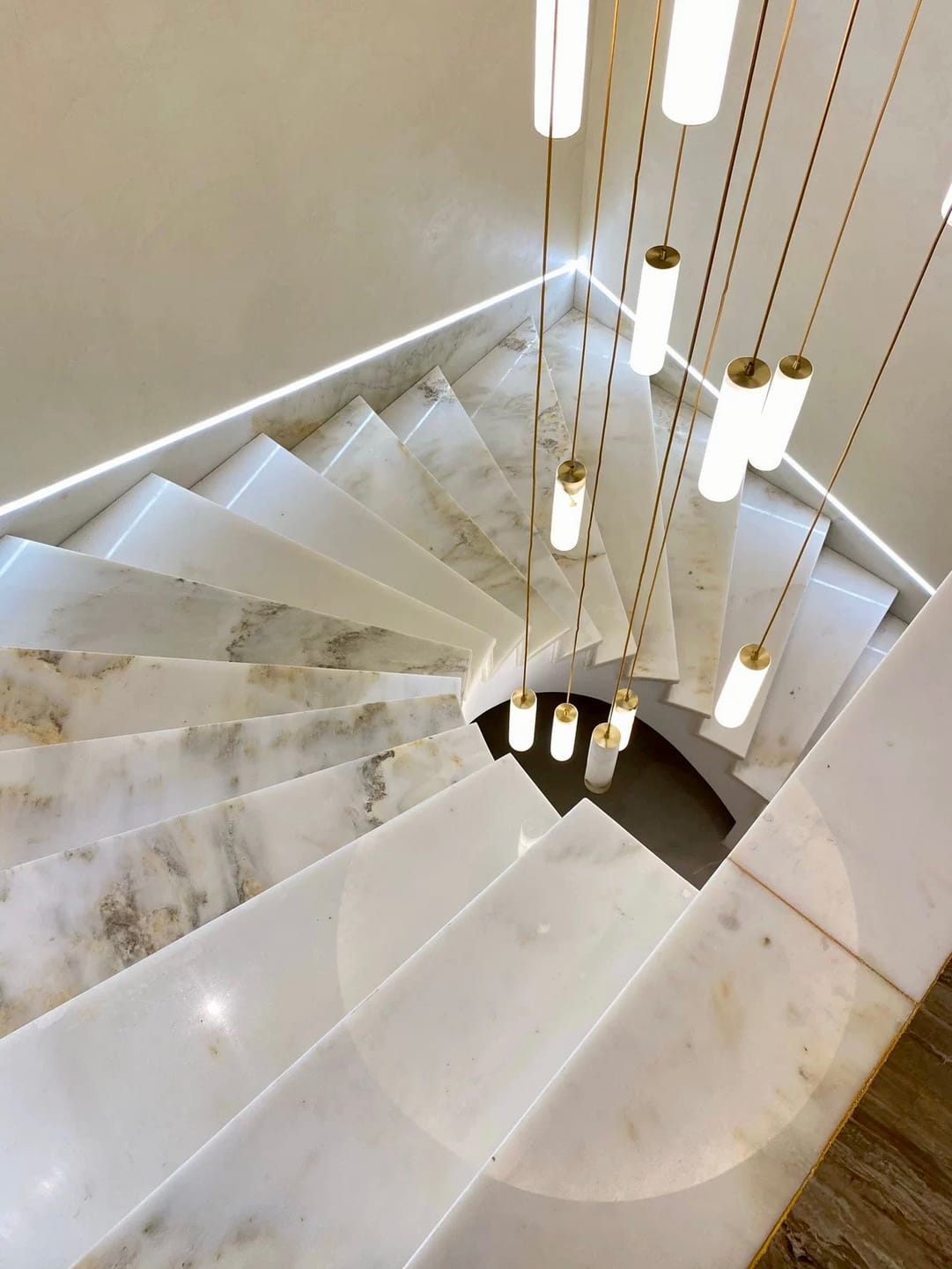 Customer photo review of Darlen Alabaster Modern Staircase Chandelier