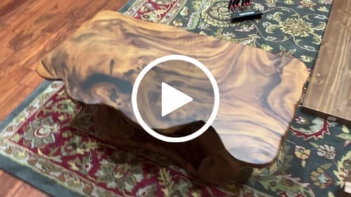 Customer photo review of Sculptural Solid Wood Console — Modern Art Entry Table