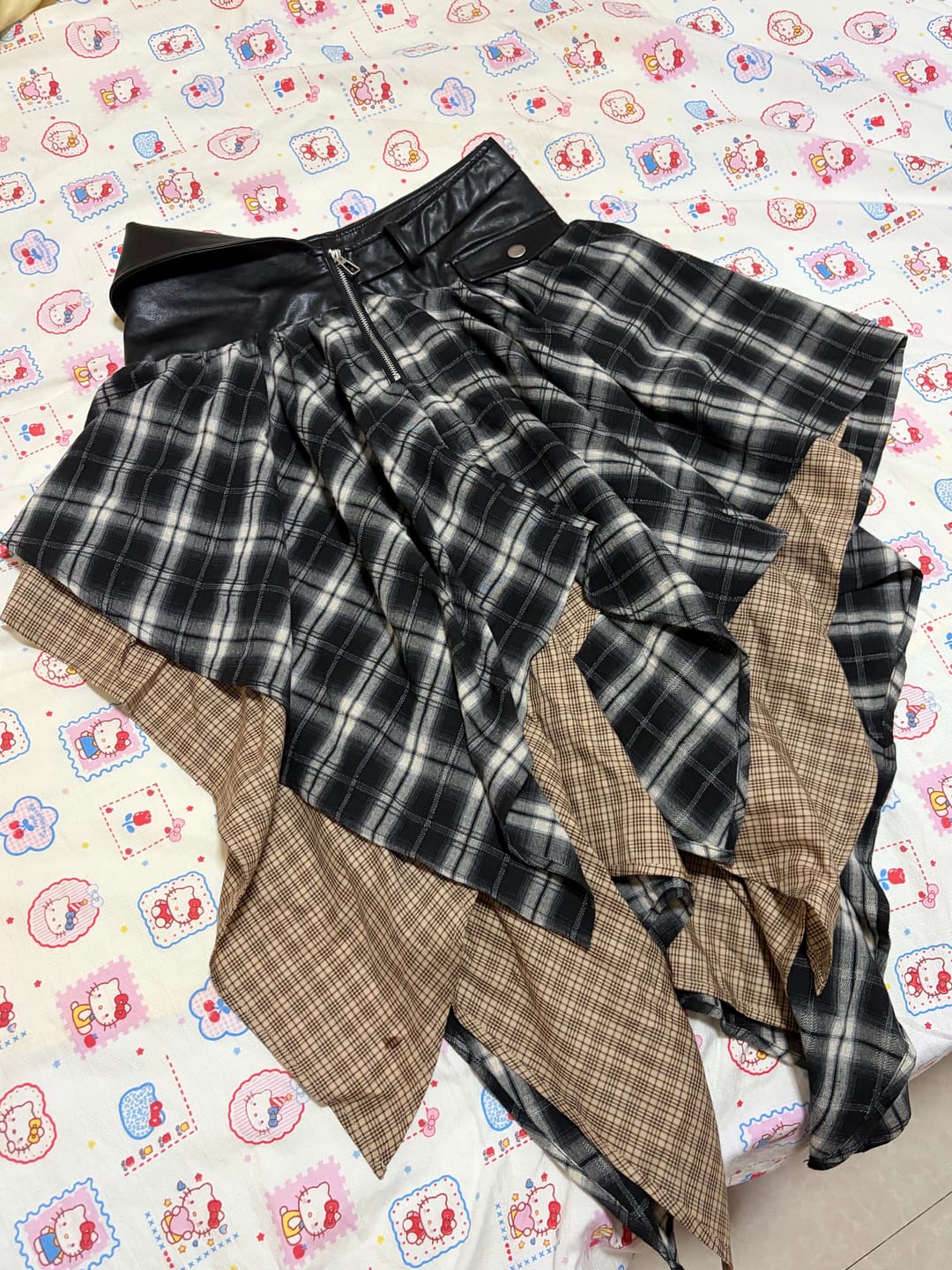 Customer photo review of WARDEN EDGE Layered Plaid Deconstructed Midi Skirt