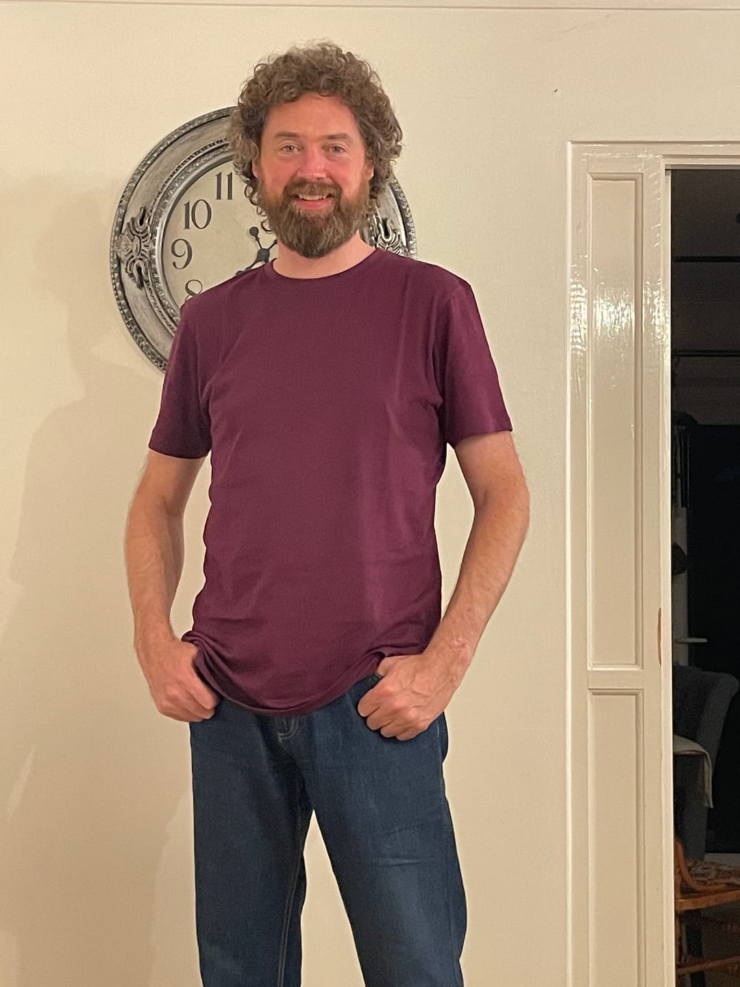 Customer photo review of Organic Tall Slim T-shirt (Dark Purple)