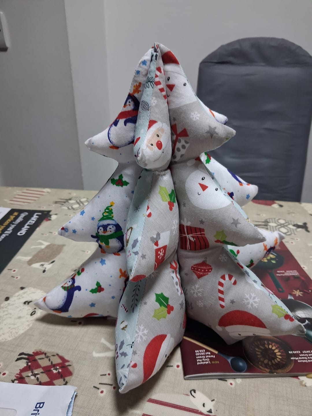Customer photo review of Christmas Ornaments on Silver Polycotton Fabric