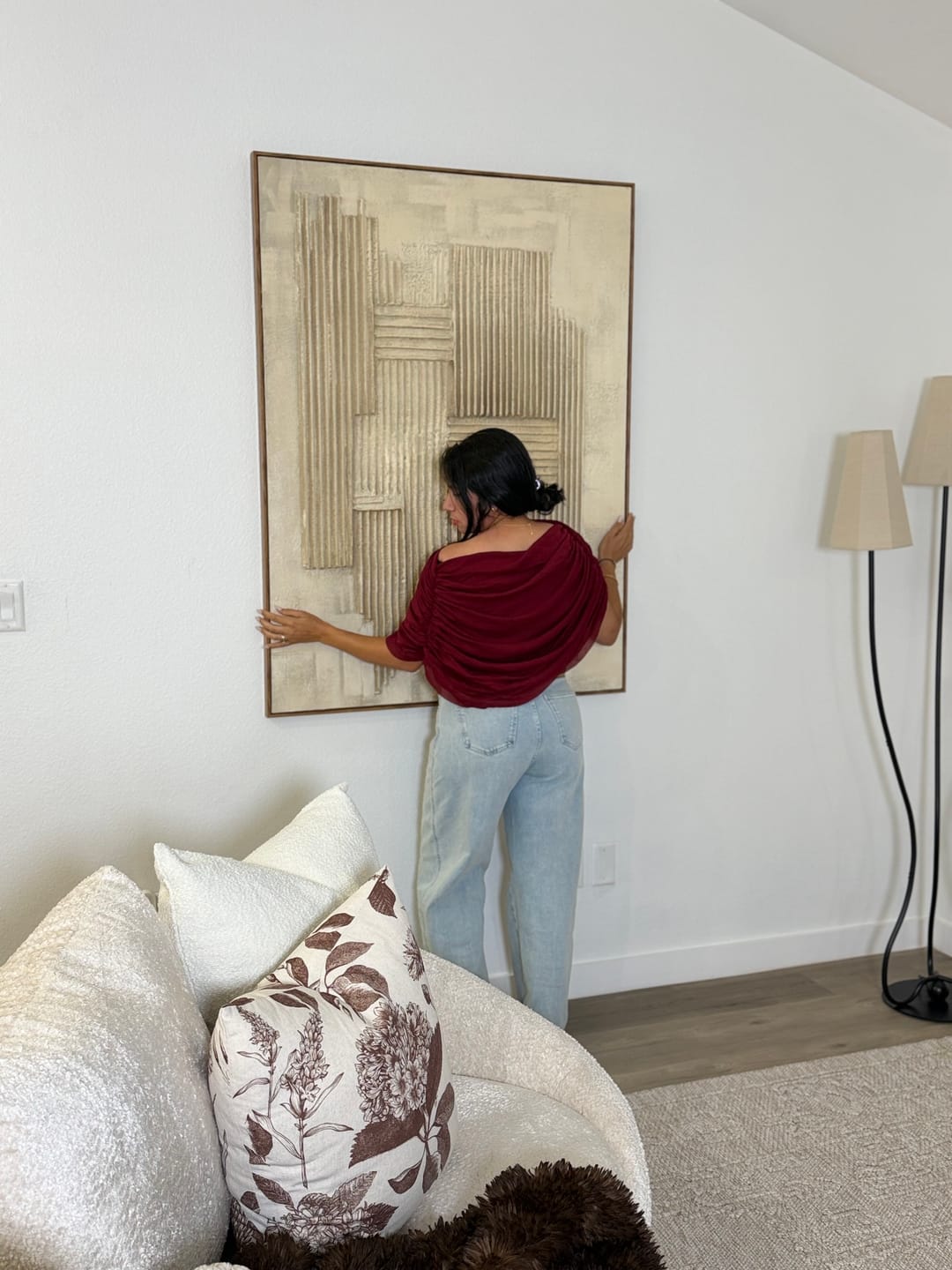 Customer photo review of Linear Rhythm -Abstract Geometric Line Wall Art, Neutral Tones Modern Decor for Home