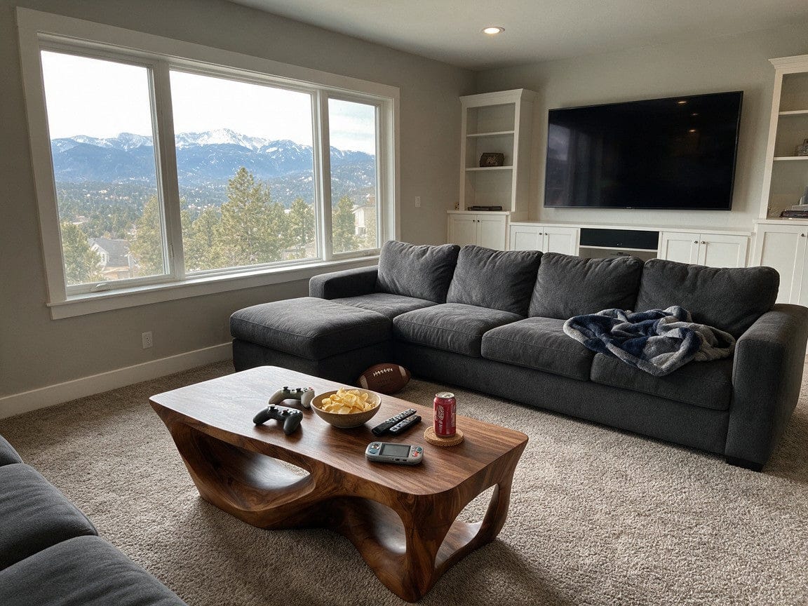 Customer photo review of Brutalist Carved Solid Wood Coffee Table With Open Cutouts For Living Room