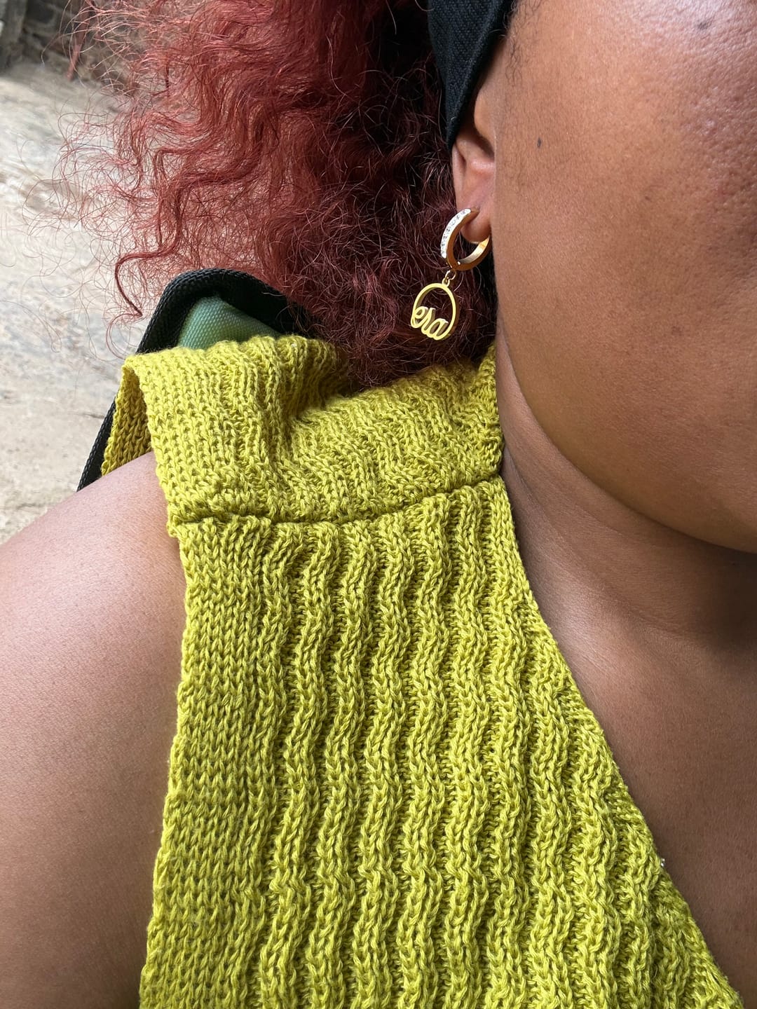 Customer photo review of Gold Precious Logo Earrings