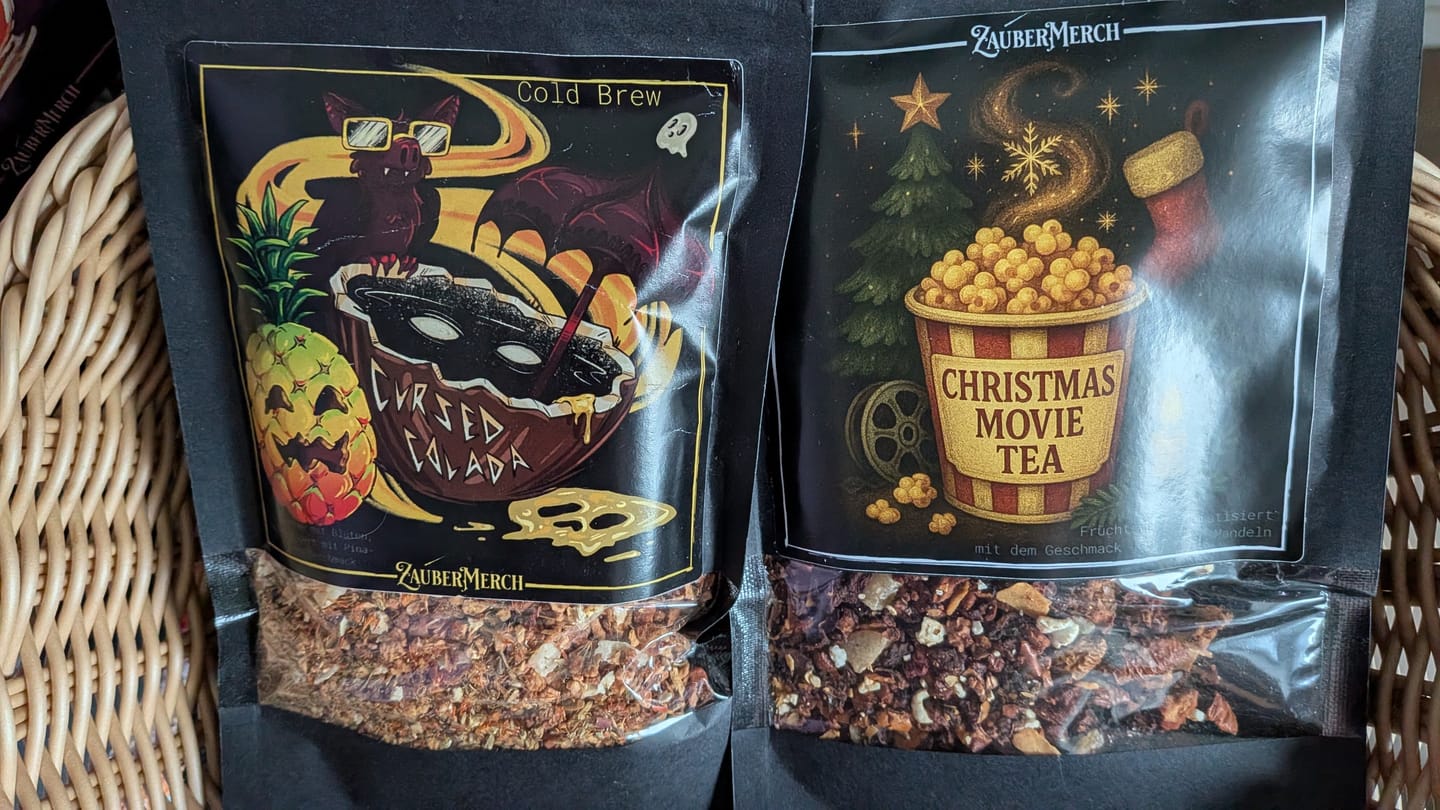 Customer photo review of Cursed Colada Cold Brew Tee – Pina Colada Eistee