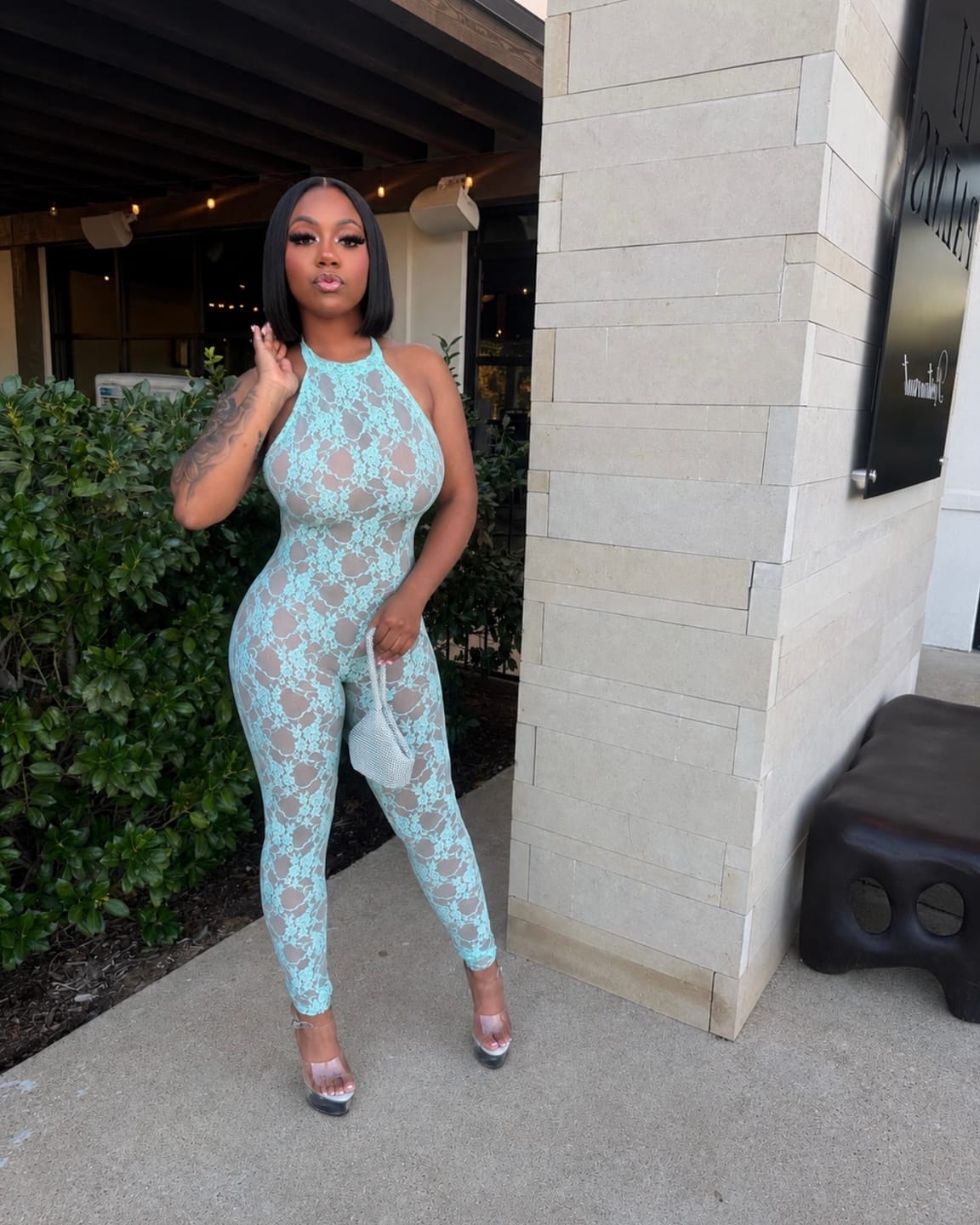 Customer photo review of Privé Lace Jumpsuit - Mint