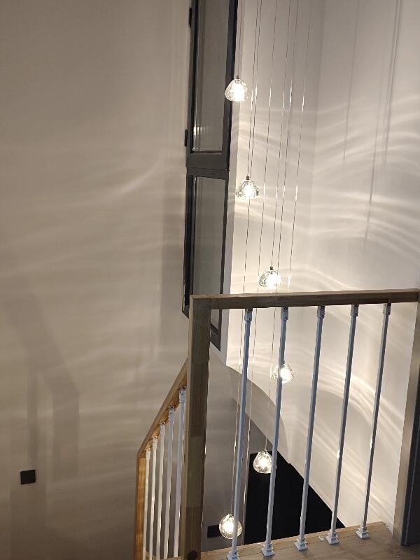 Customer photo review of Crystal Sphere Pendant Light, Clear or Amber Heads, 150 cm Drop