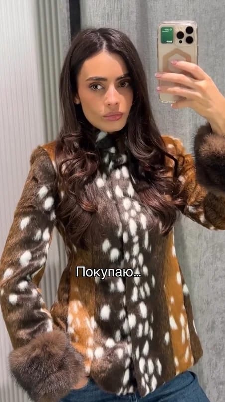 Customer photo review of Julia Stand Collar Faux Fur Bambi Jacket