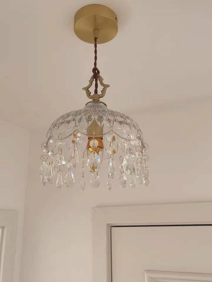 Customer photo review of Brass Pendant Light, Clear Glass Bowl, Crystal Drops, 150 cm Cable