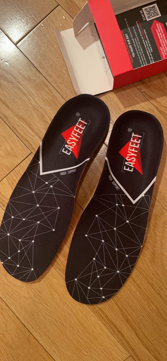 Customer photo review of EASYFEET Black Model - Firm Arch Support Insoles for Plantar Fasciitis Relief (High Arch)