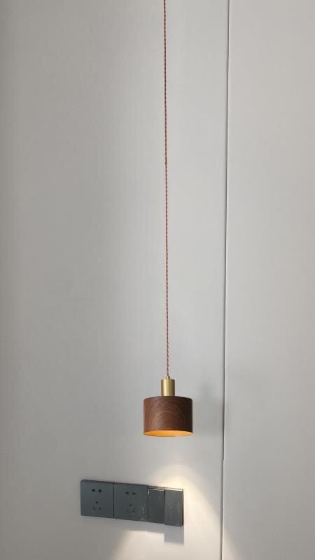 Customer photo review of Walnut Wood Pendant Light, Gold Copper Body, 13 cm, Adjustable Cord